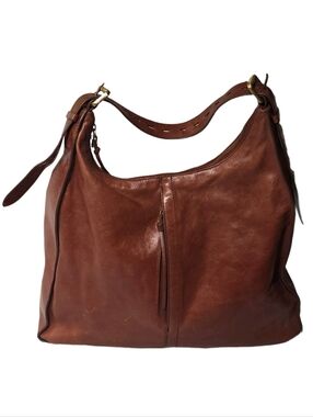 HOBO The Original Brown Leather Hobo Bag Adjustable Strap Top Zip 13x15x4